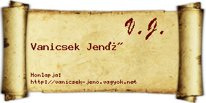 Vanicsek Jenő névjegykártya